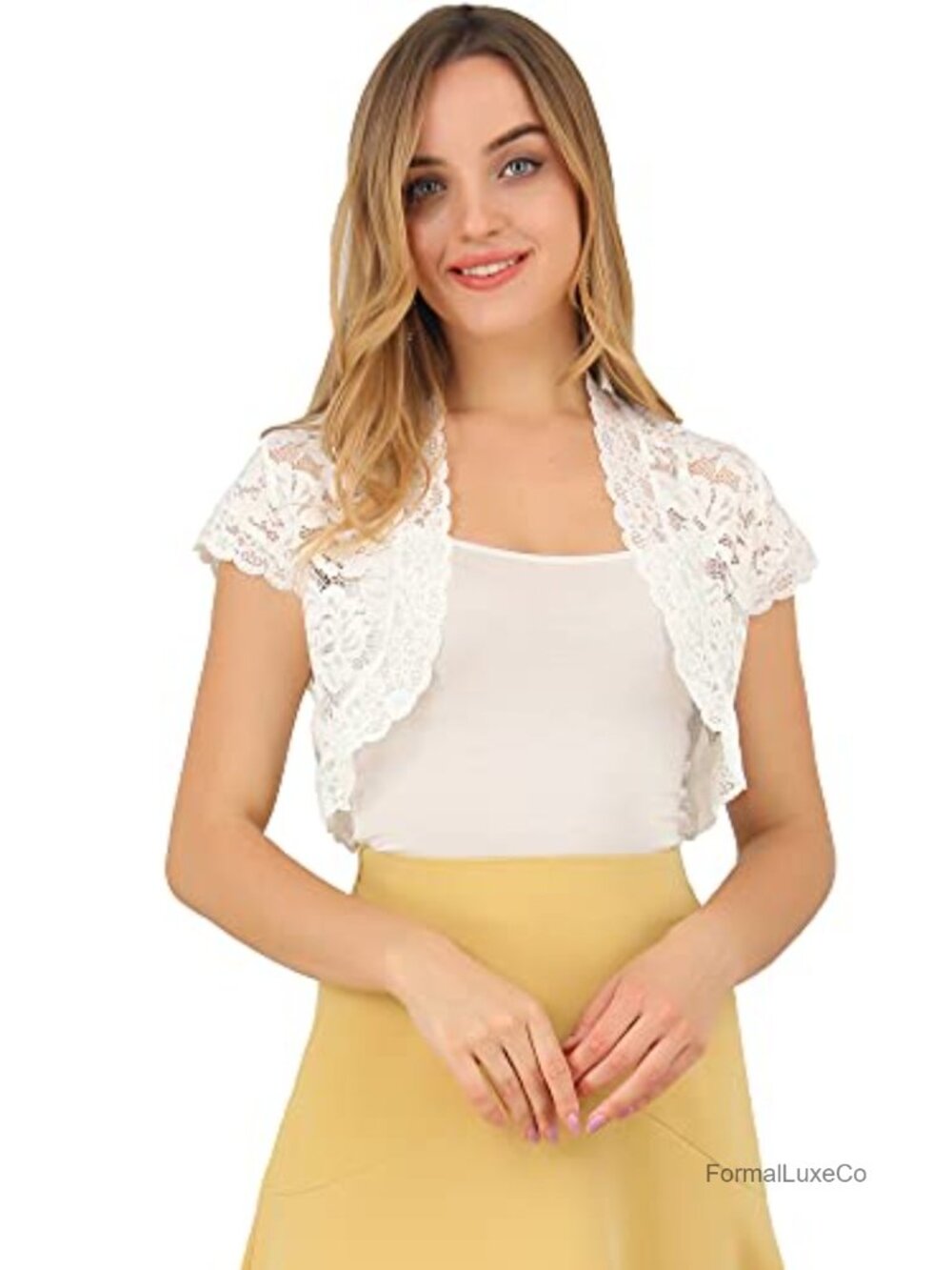 Lace Bolero Shrug Short Sleeve Sheer Floral Crop Cardigan